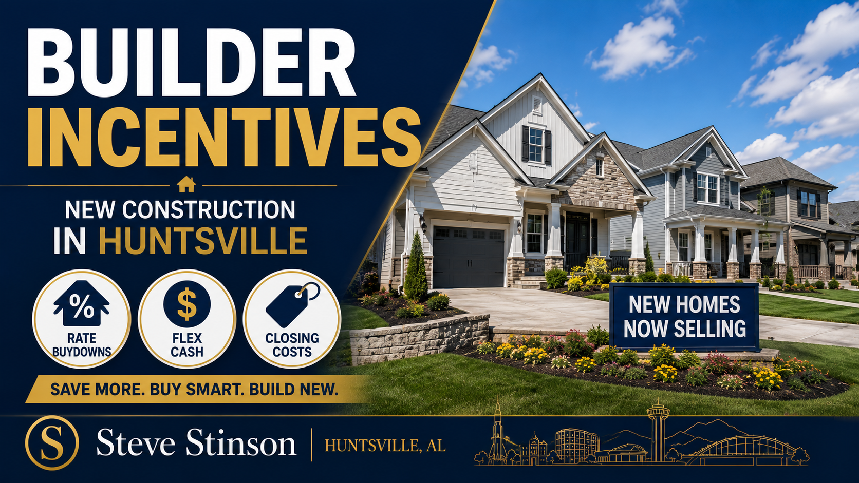 New construction homes illustrating builder incentives in Huntsville